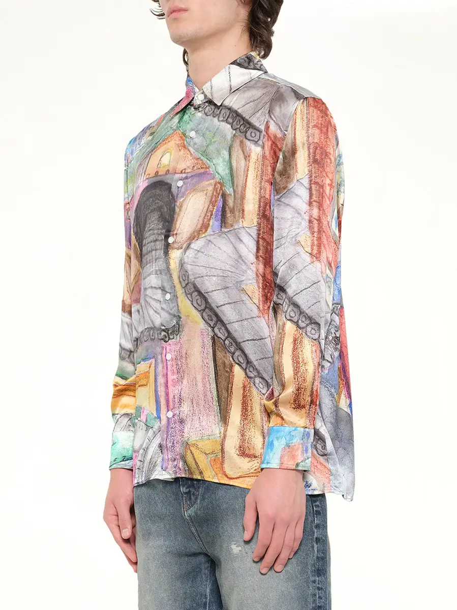 KidSuper Book Page Silk Shirt in Multicolour | Thumbnail 3 KidSuper Book Page Silk Shirt in Multicolour | Thumbnail 3