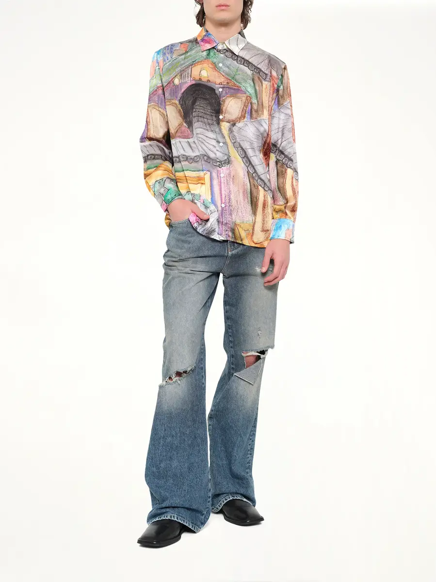KidSuper Book Page Silk Shirt in Multicolour | Thumbnail 4 KidSuper Book Page Silk Shirt in Multicolour | Thumbnail 4