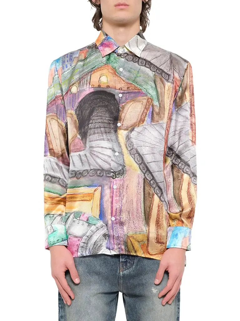 Book Page Silk Shirt in Multicolour Book Page Silk Shirt in Multicolour