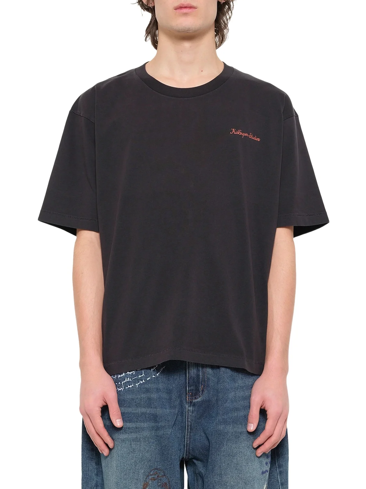 Dove Pattern T-shirt in Washed Black
