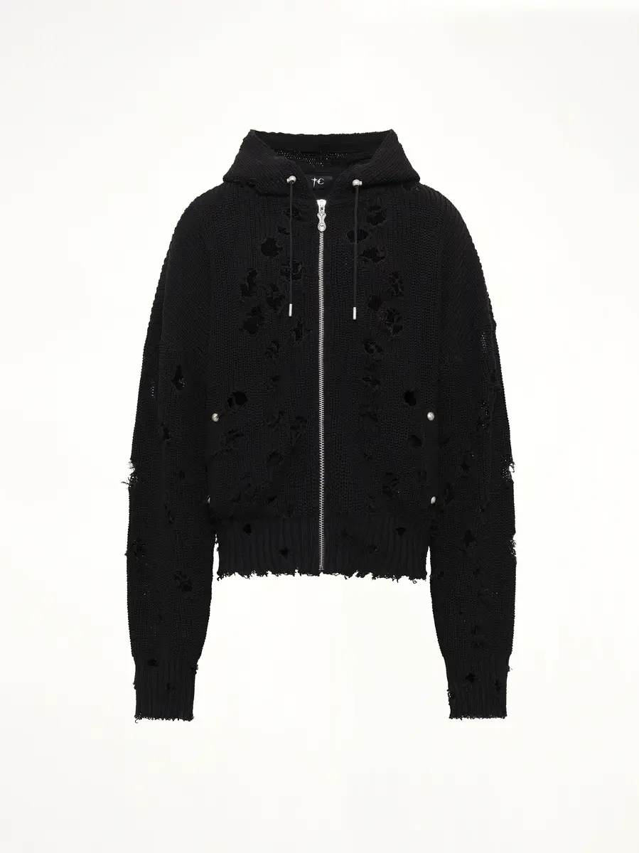 THUG CLUB TC Destroyed Knit Zip-up Hoodie | Thumbnail 2 THUG CLUB TC Destroyed Knit Zip-up Hoodie | Thumbnail 2
