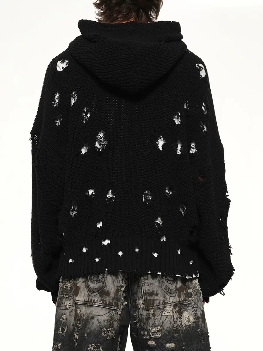 THUG CLUB TC Destroyed Knit Zip-up Hoodie | Thumbnail 5 THUG CLUB TC Destroyed Knit Zip-up Hoodie | Thumbnail 5