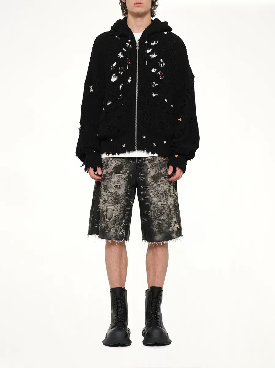 THUG CLUB TC Destroyed Knit Zip-up Hoodie | Thumbnail 7 THUG CLUB TC Destroyed Knit Zip-up Hoodie | Thumbnail 7