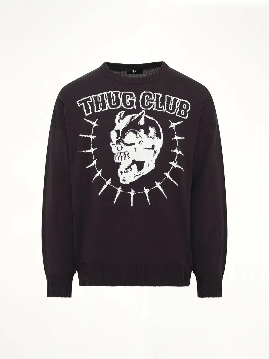 THUG CLUB TC Riding Skull Knit Sweater | Thumbnail 2 THUG CLUB TC Riding Skull Knit Sweater | Thumbnail 2
