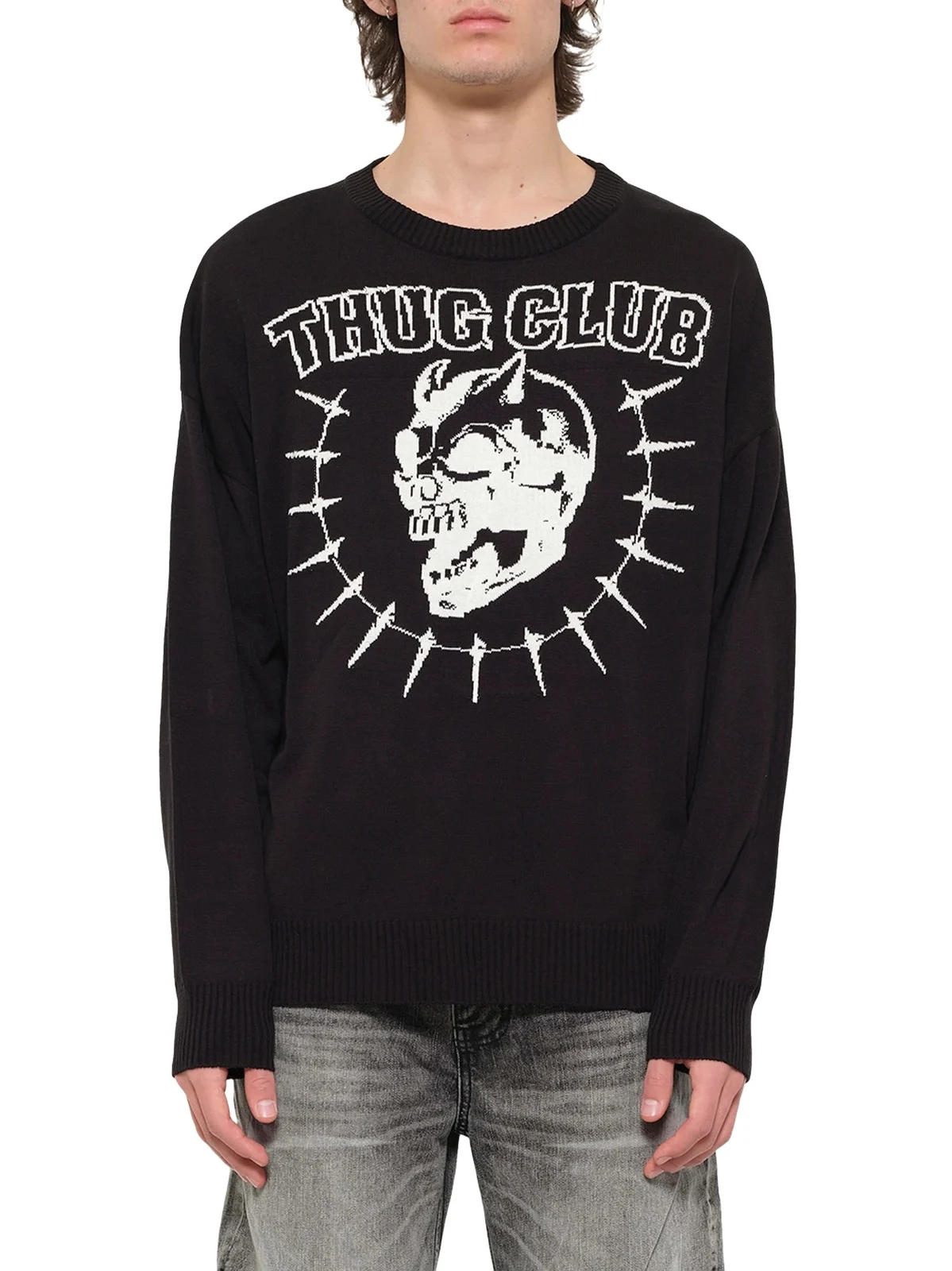 THUG CLUB TC Riding Skull Knit Sweater