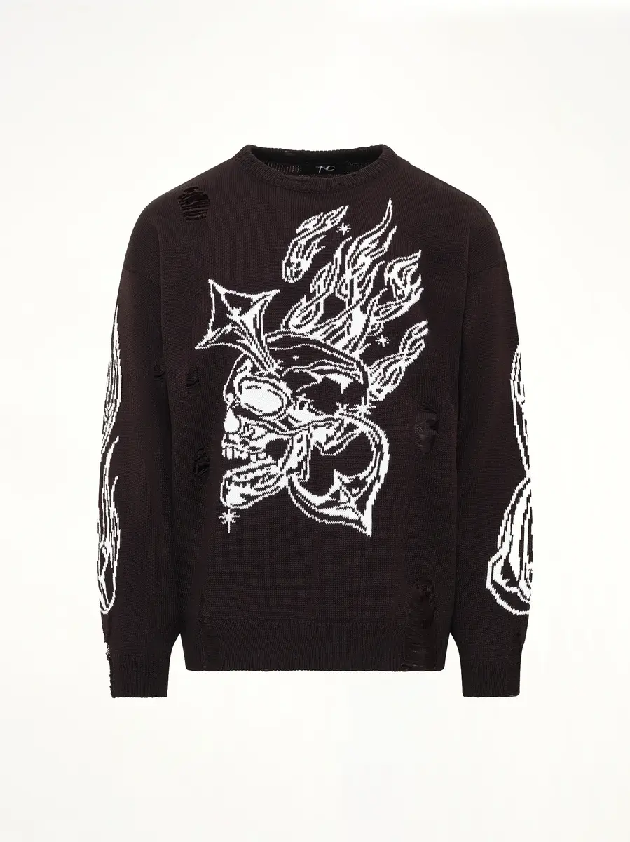 THUG CLUB TC Chrome Skull Knit Sweater | Thumbnail 2 THUG CLUB TC Chrome Skull Knit Sweater | Thumbnail 2