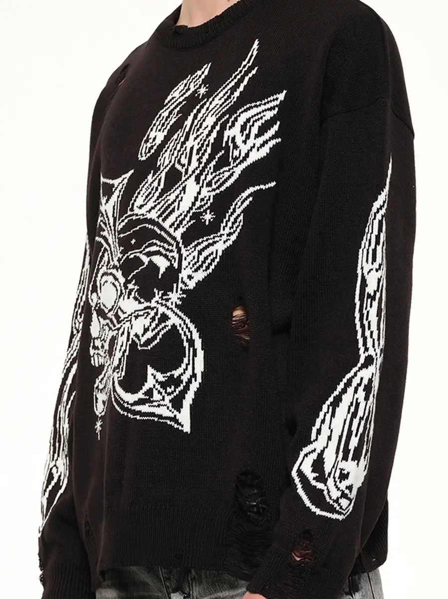 THUG CLUB TC Chrome Skull Knit Sweater | Thumbnail 3 THUG CLUB TC Chrome Skull Knit Sweater | Thumbnail 3