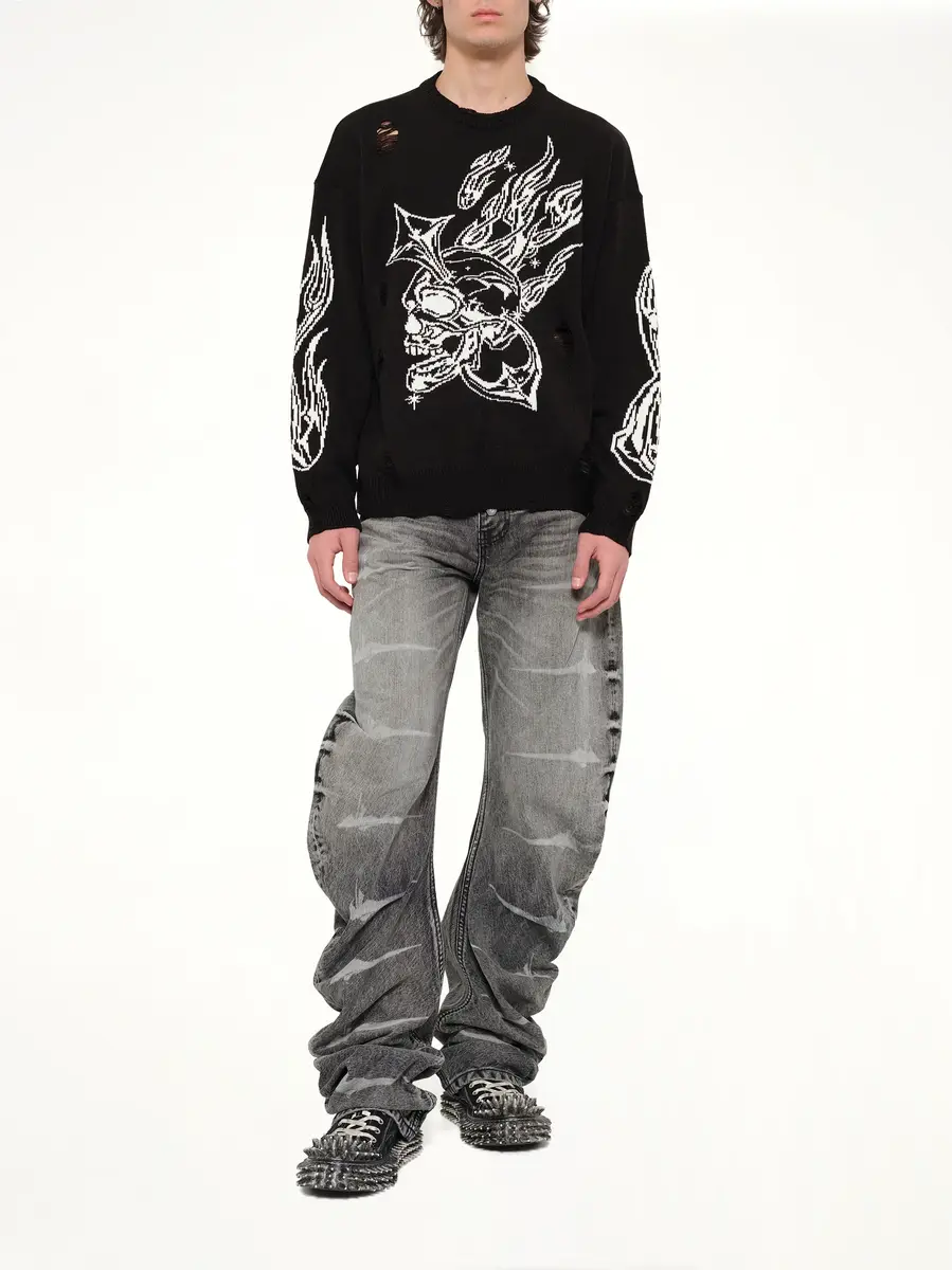 THUG CLUB TC Chrome Skull Knit Sweater | Thumbnail 4 THUG CLUB TC Chrome Skull Knit Sweater | Thumbnail 4