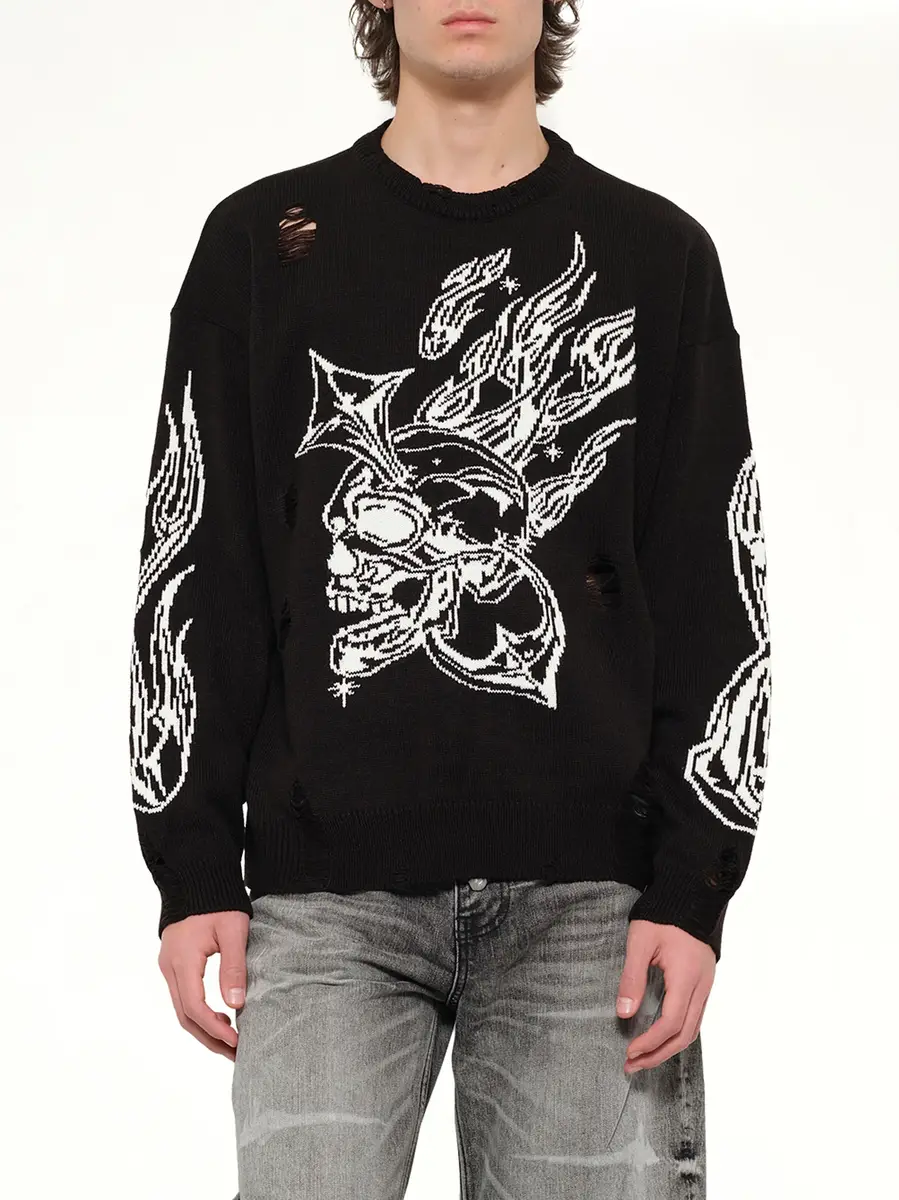 THUG CLUB TC Chrome Skull Knit Sweater | Thumbnail 6 THUG CLUB TC Chrome Skull Knit Sweater | Thumbnail 6