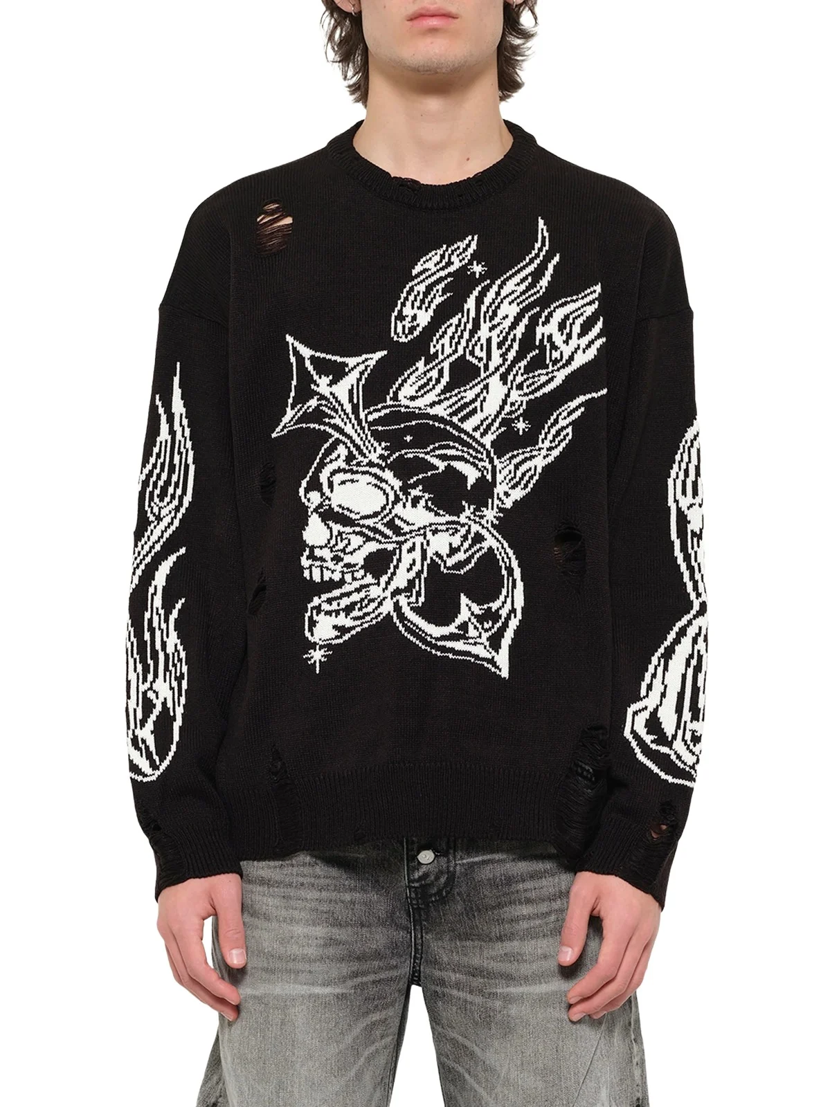 THUG CLUB TC Chrome Skull Knit Sweater