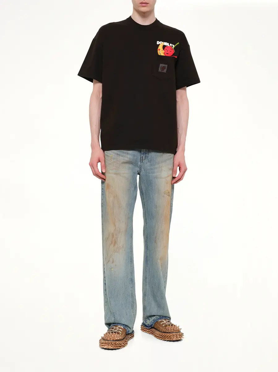 DOUBLET Mud-dyed T-shirt With Shfu in Mud | Thumbnail 4 DOUBLET Mud-dyed T-shirt With Shfu in Mud | Thumbnail 4