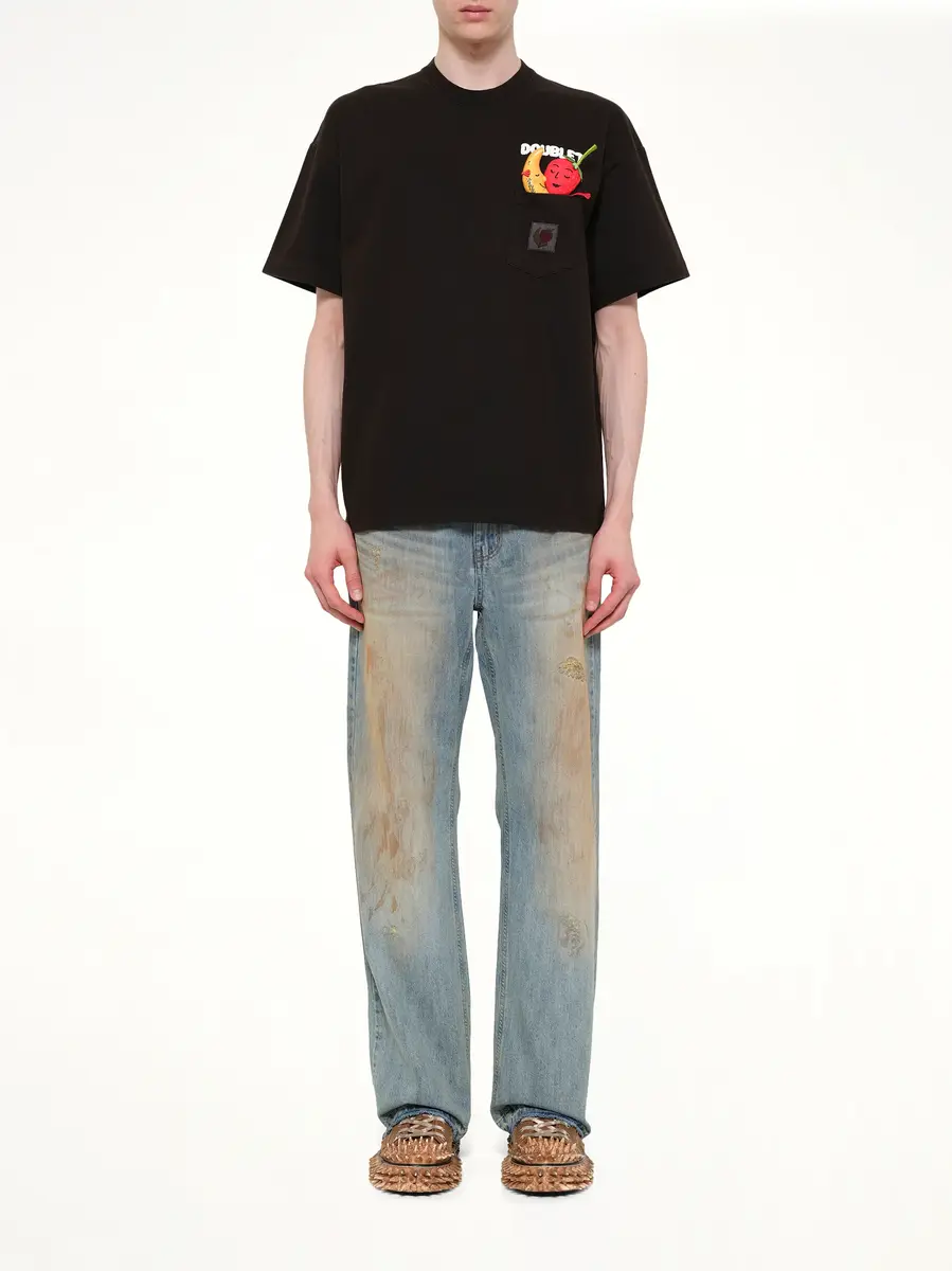DOUBLET Mud-dyed T-shirt With Shfu in Mud | Thumbnail 7 DOUBLET Mud-dyed T-shirt With Shfu in Mud | Thumbnail 7