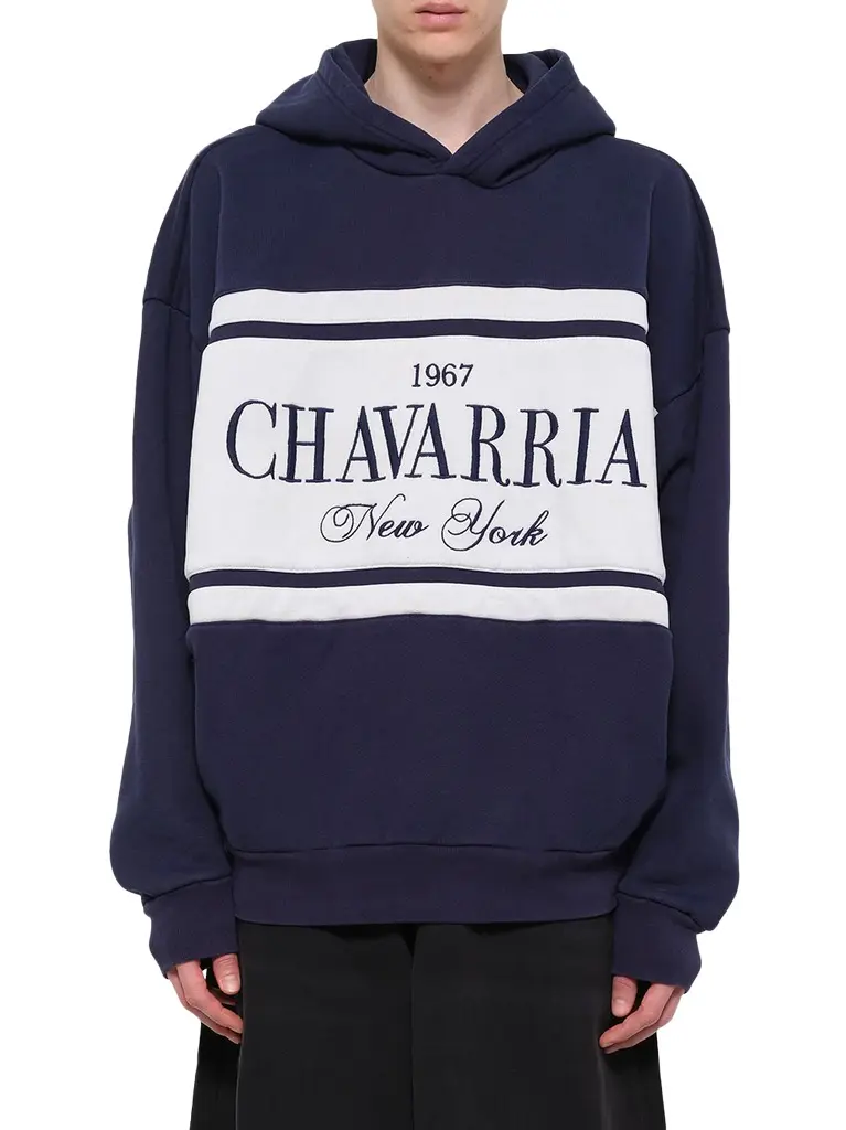 Willy Chavarria Chavarria Stripe Gilroy Hoodie in Peacoat