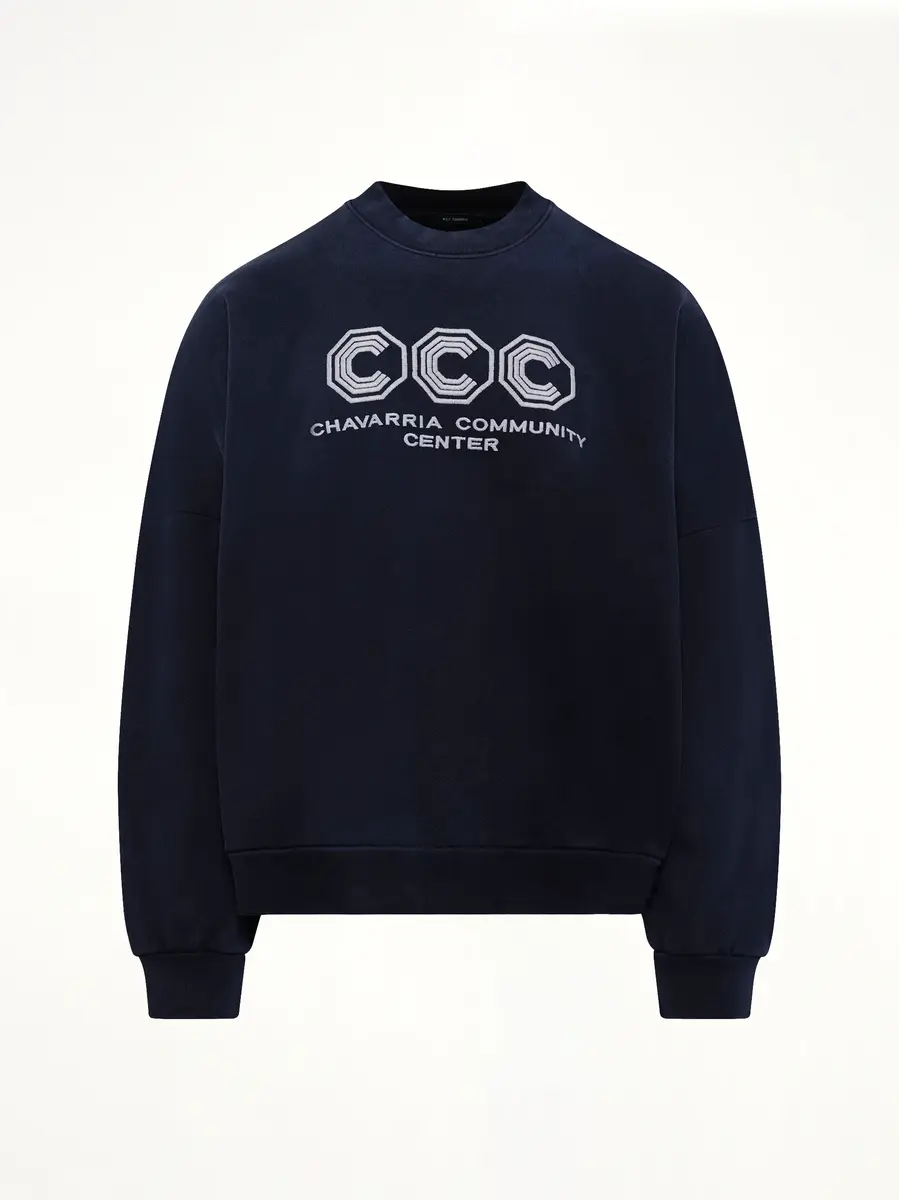 Willy Chavarria "Ccc" Hooligan Sweatshirt in Peacoat | Thumbnail 2