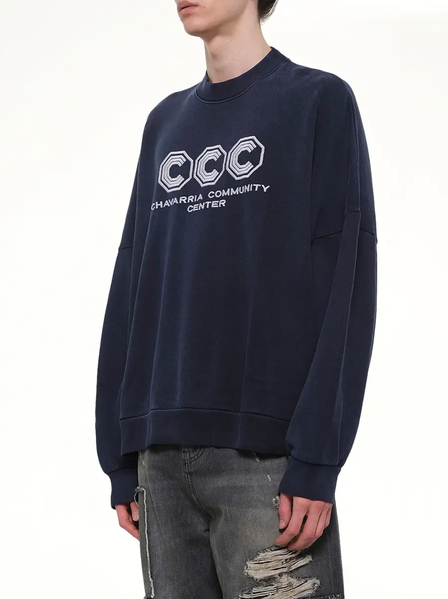 Willy Chavarria "Ccc" Hooligan Sweatshirt in Peacoat | Thumbnail 3
