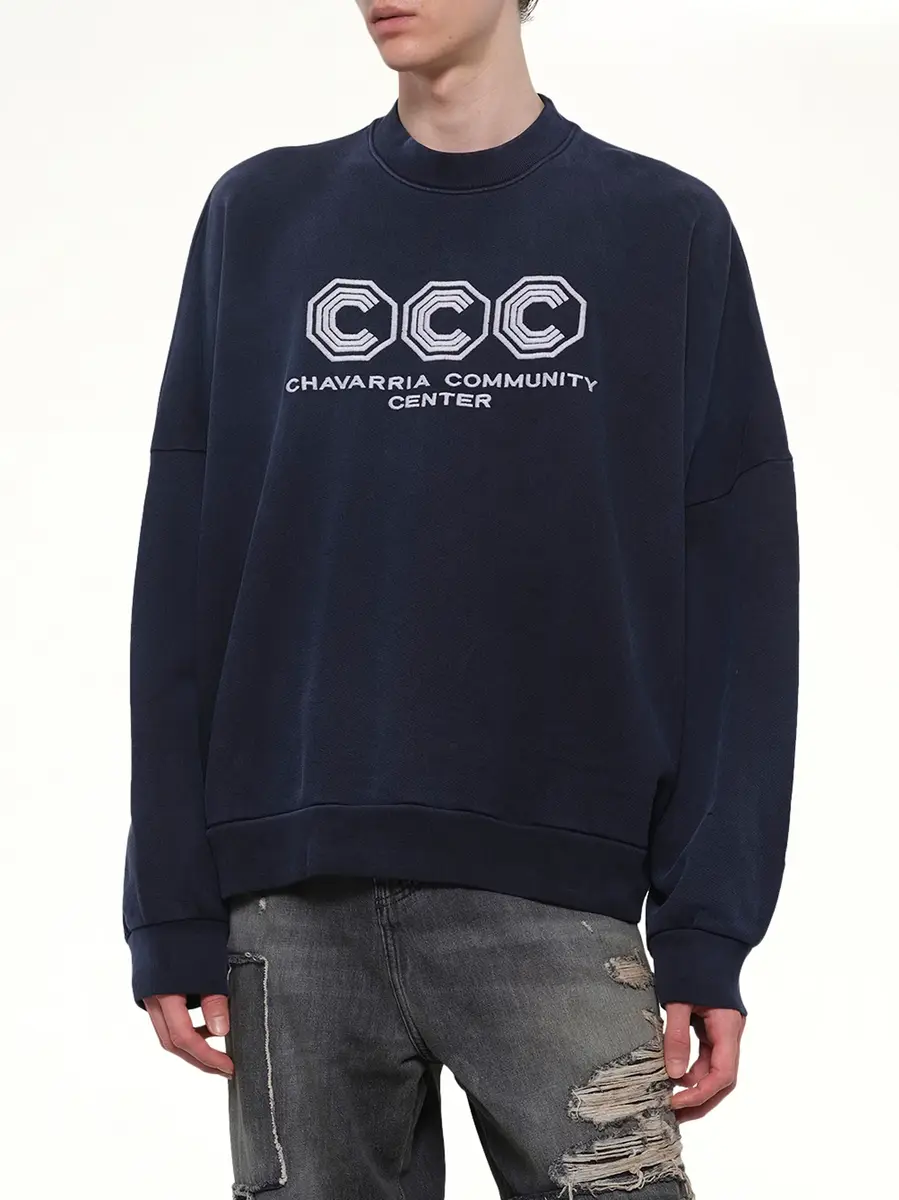 Willy Chavarria "Ccc" Hooligan Sweatshirt in Peacoat | Thumbnail 6