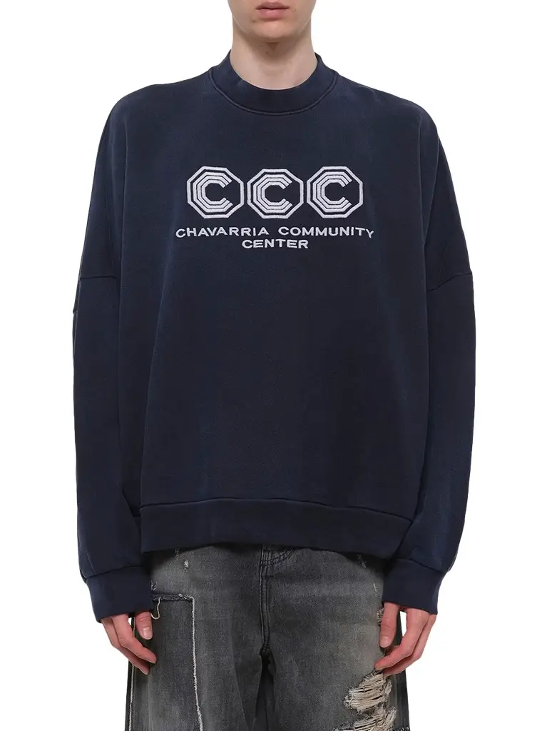 Willy Chavarria "Ccc" Hooligan Sweatshirt in Peacoat