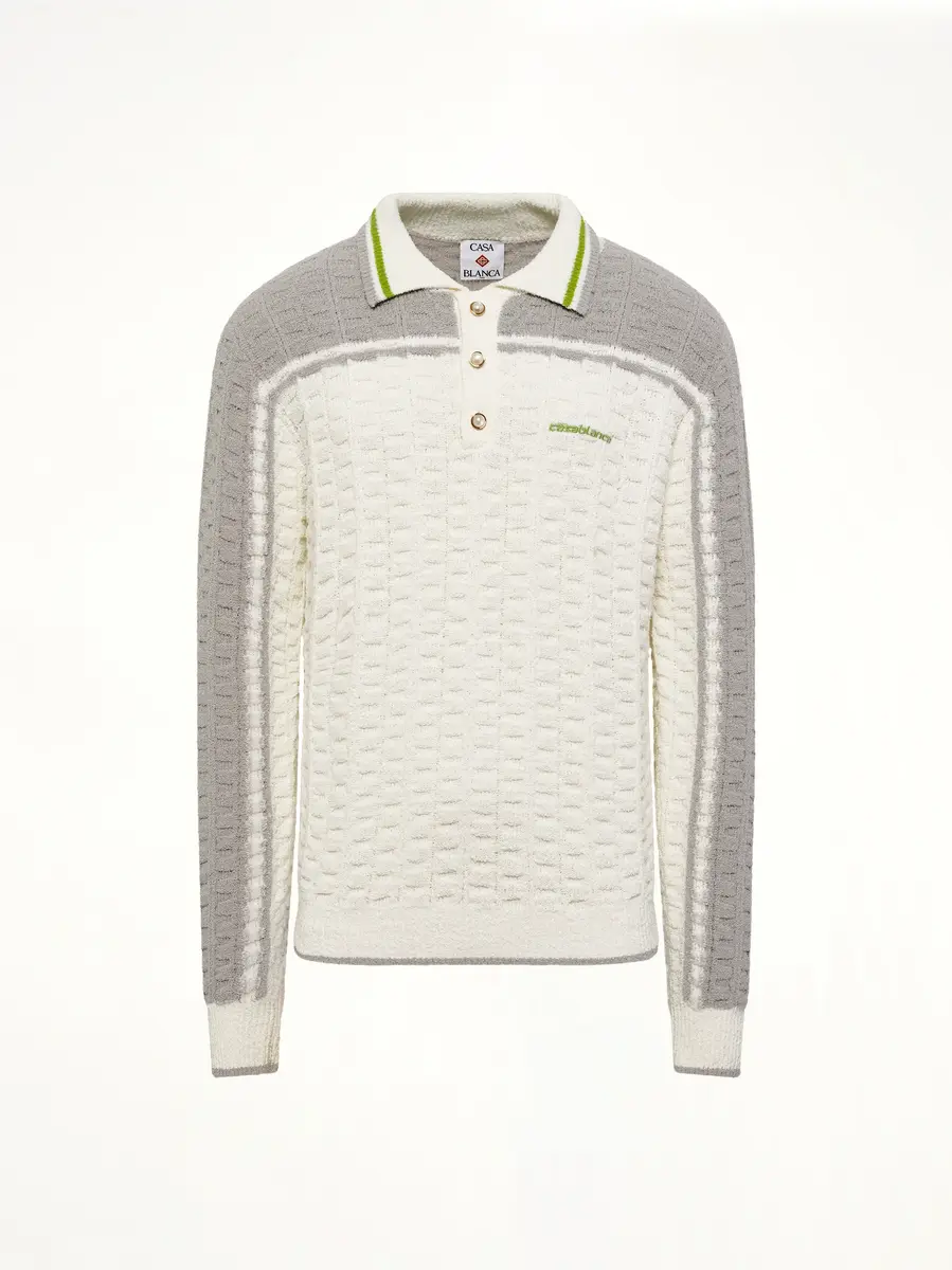 Casablanca Tennis Boucle Long Sleeve Polo Shirt | Thumbnail 2 Casablanca Tennis Boucle Long Sleeve Polo Shirt | Thumbnail 2