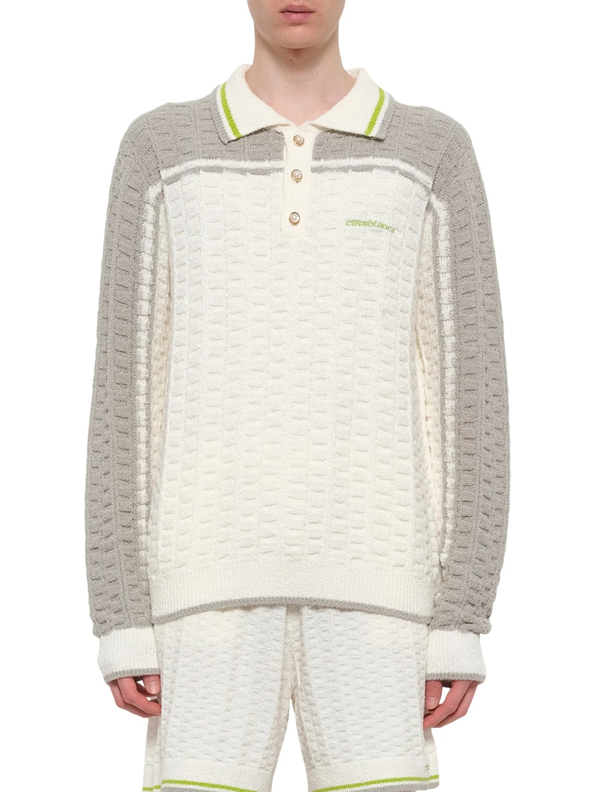 Casablanca Tennis Boucle Long Sleeve Polo Shirt