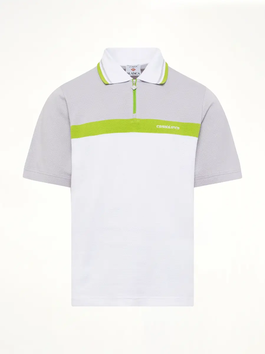 Casablanca Quarter Zip Polo in Grey/white | Thumbnail 2 Casablanca Quarter Zip Polo in Grey/white | Thumbnail 2