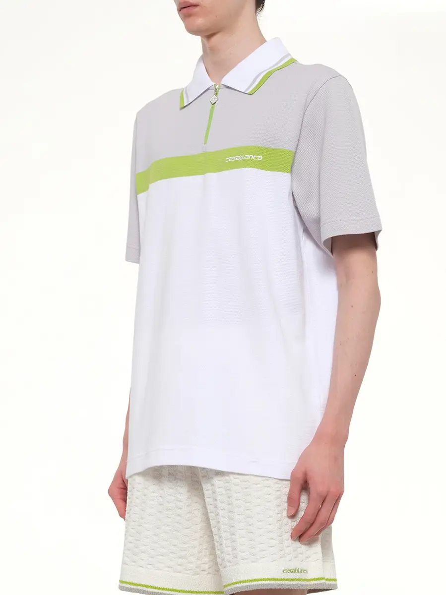 Casablanca Quarter Zip Polo in Grey/white | Thumbnail 3 Casablanca Quarter Zip Polo in Grey/white | Thumbnail 3
