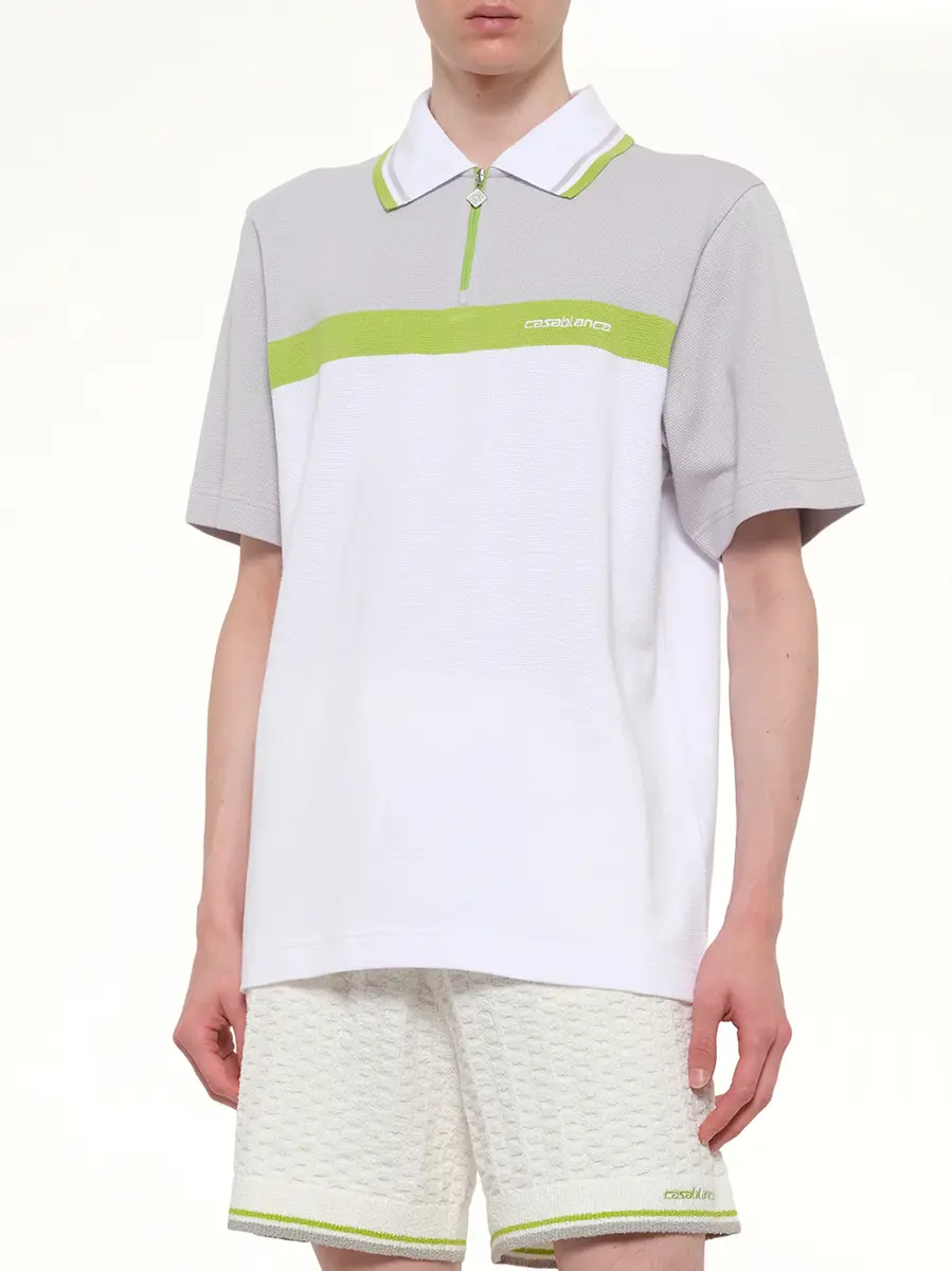 Casablanca Quarter Zip Polo in Grey/white | Thumbnail 6 Casablanca Quarter Zip Polo in Grey/white | Thumbnail 6