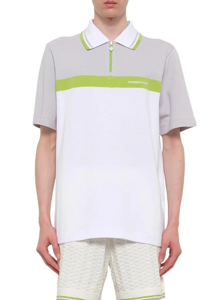 Casablanca Quarter Zip Polo in Grey/white