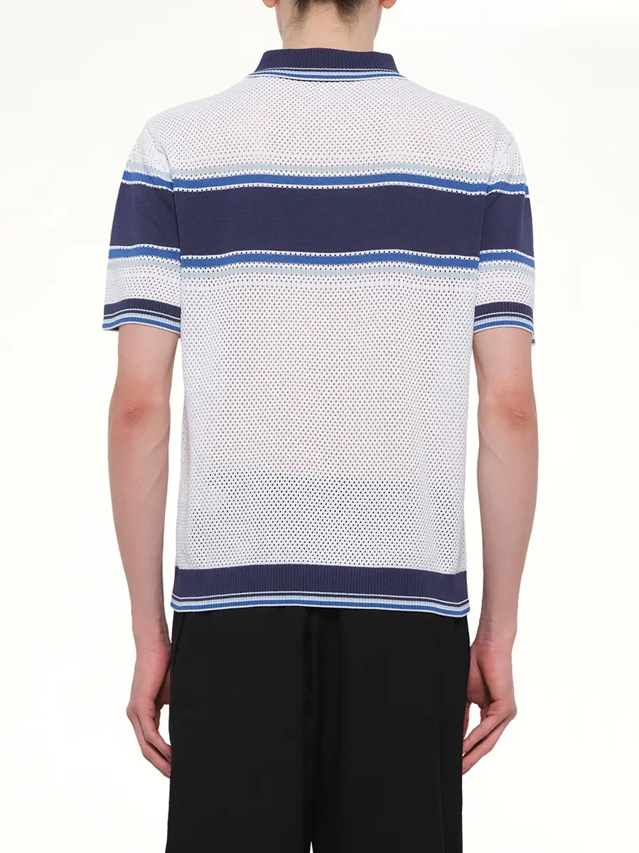 Casablanca Mesh Stripe Polo in Navy/white | Thumbnail 5 Casablanca Mesh Stripe Polo in Navy/white | Thumbnail 5