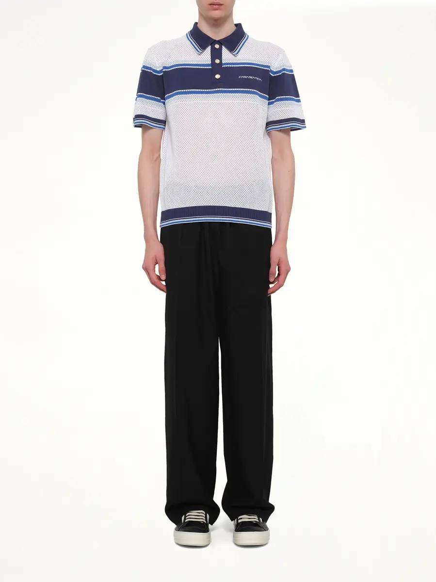 Casablanca Mesh Stripe Polo in Navy/white | Thumbnail 7 Casablanca Mesh Stripe Polo in Navy/white | Thumbnail 7