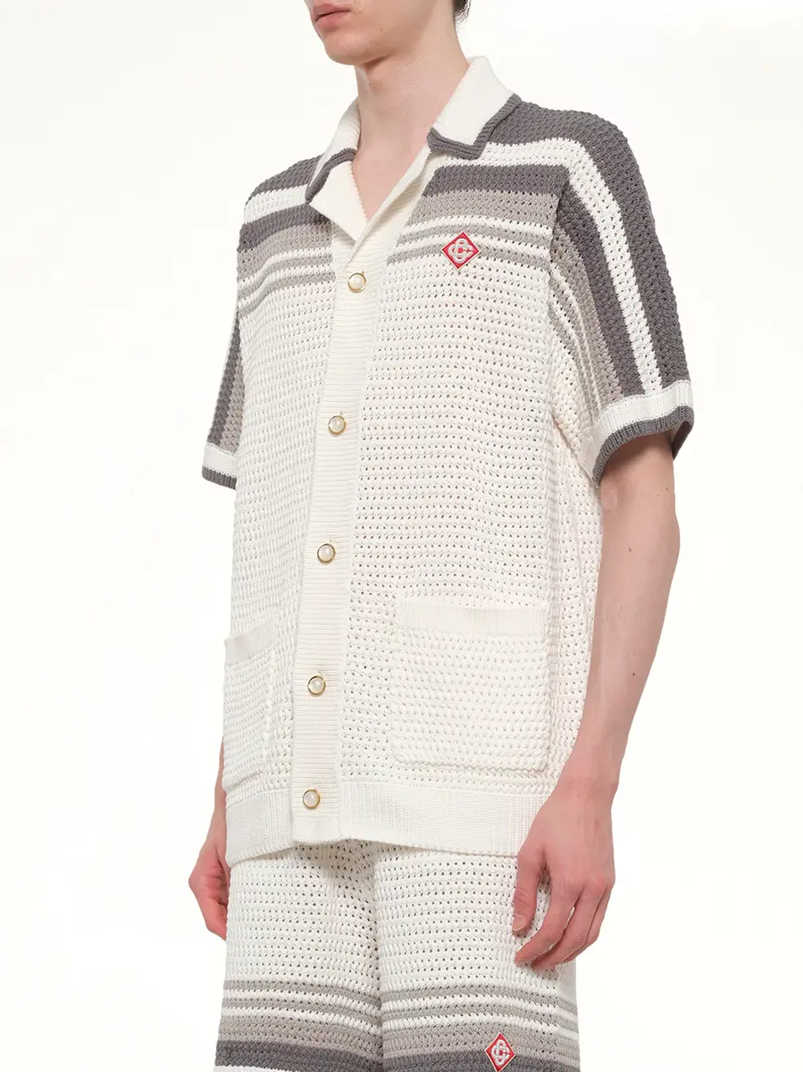 Casablanca Crochet Shirt in White/grey | Thumbnail 3 Casablanca Crochet Shirt in White/grey | Thumbnail 3
