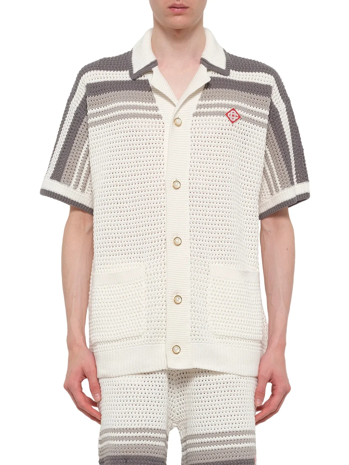 Casablanca Crochet Shirt in White/grey