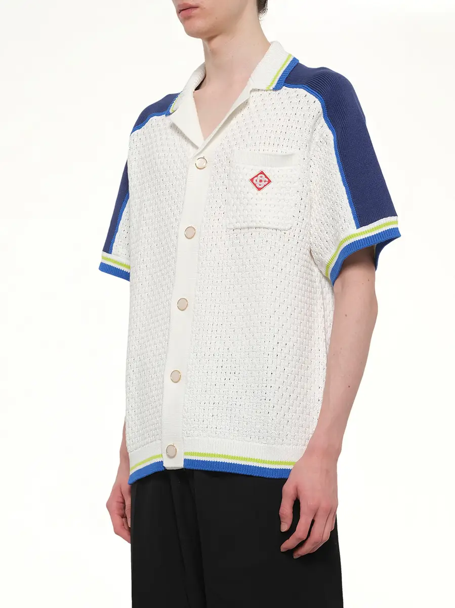 Casablanca Crochet Shirt in Navy/white | Thumbnail 3 Casablanca Crochet Shirt in Navy/white | Thumbnail 3