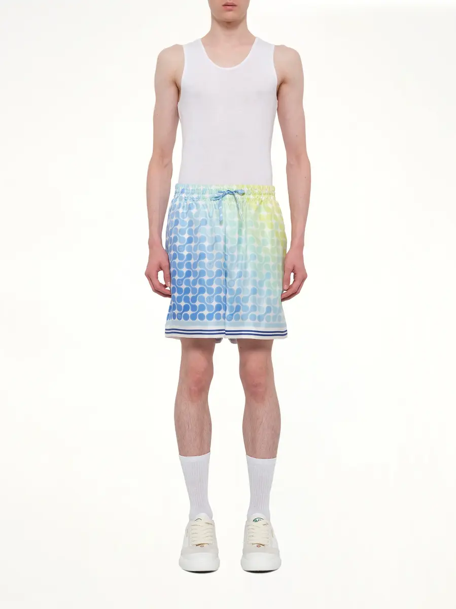 Casablanca Tennis Tile Silk Shorts in Multicolour | Thumbnail 7 Casablanca Tennis Tile Silk Shorts in Multicolour | Thumbnail 7