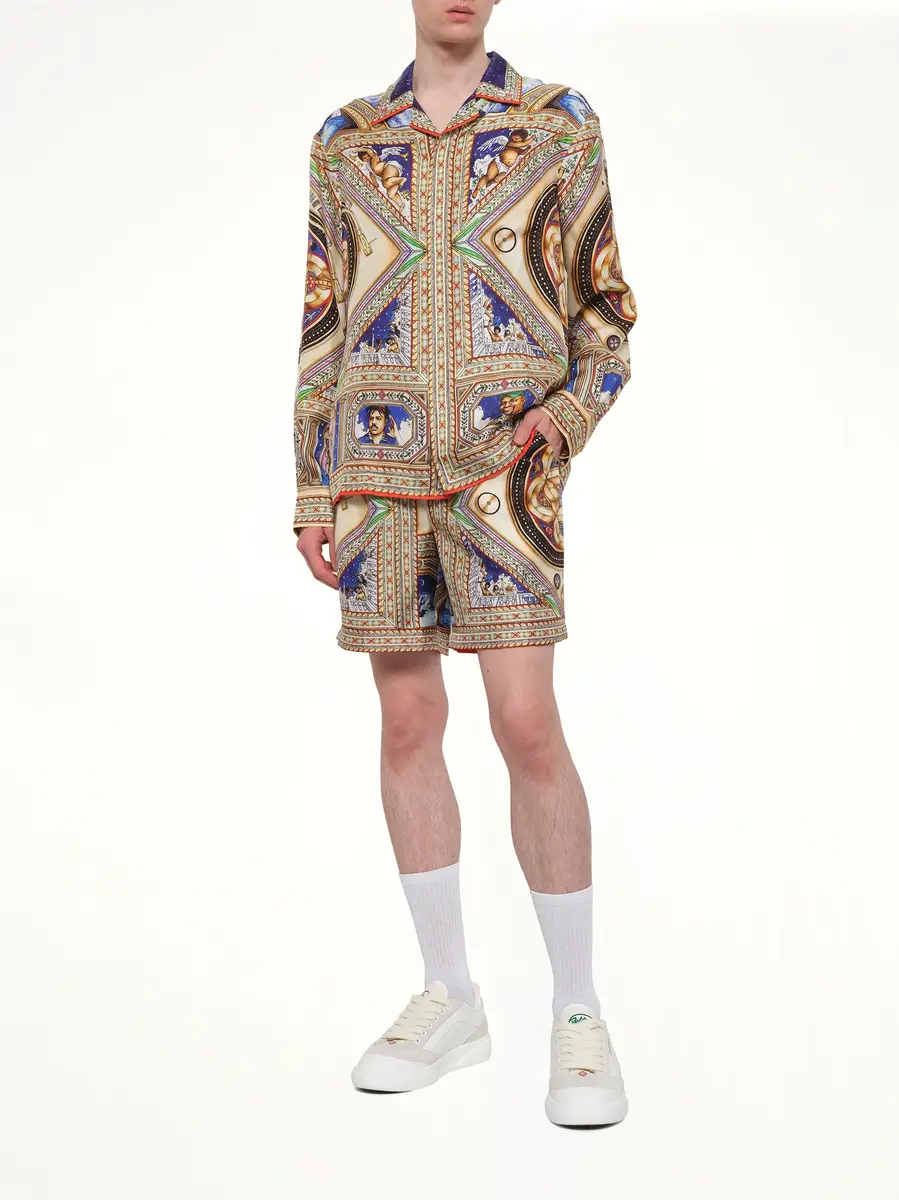Casablanca Plafond Orne De Musique Silk Shorts in Multicolour | Thumbnail 4 Casablanca Plafond Orne De Musique Silk Shorts in Multicolour | Thumbnail 4