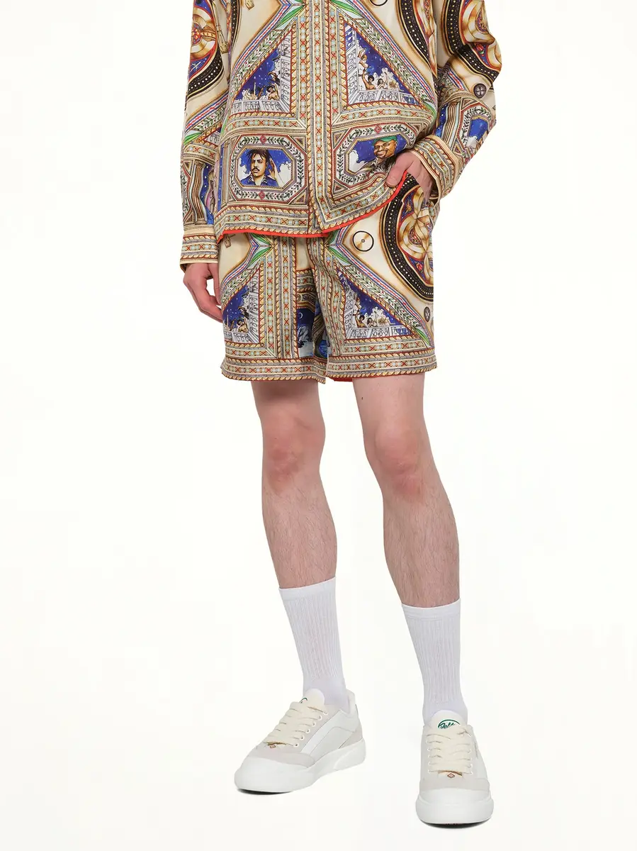 Casablanca Plafond Orne De Musique Silk Shorts in Multicolour | Thumbnail 6 Casablanca Plafond Orne De Musique Silk Shorts in Multicolour | Thumbnail 6