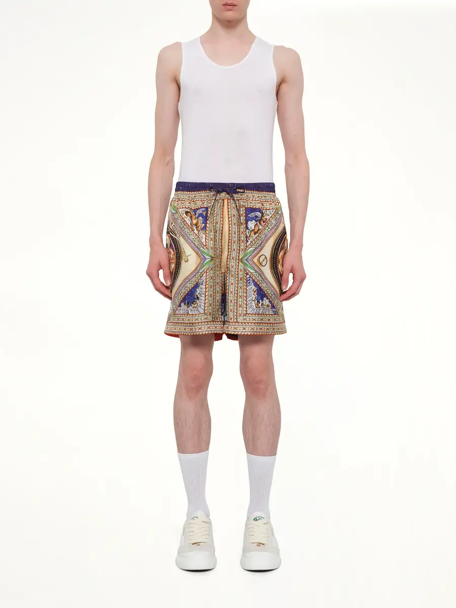 Casablanca Plafond Orne De Musique Silk Shorts in Multicolour | Thumbnail 7 Casablanca Plafond Orne De Musique Silk Shorts in Multicolour | Thumbnail 7