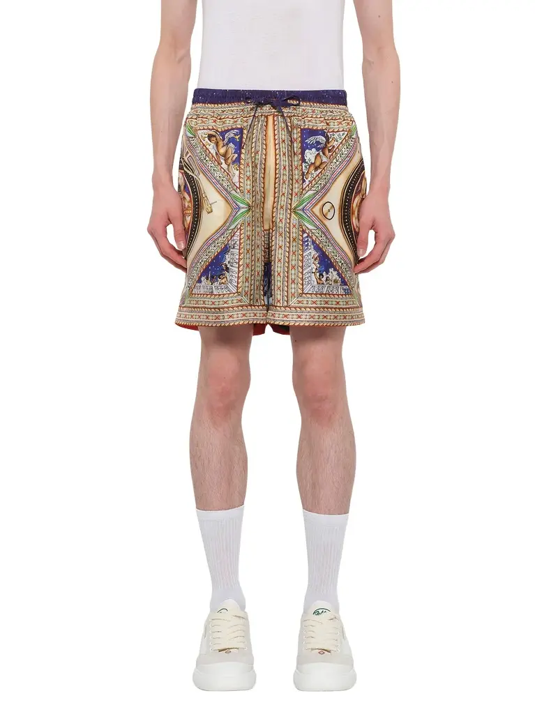 Casablanca Plafond Orne De Musique Silk Shorts in Multicolour