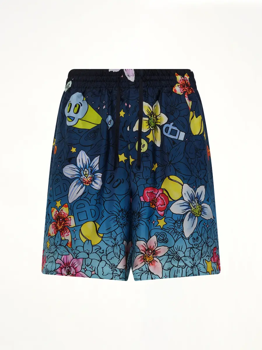 Casablanca Collage D'Icones Silk Shorts in Multicolour | Thumbnail 2 Casablanca Collage D'Icones Silk Shorts in Multicolour | Thumbnail 2
