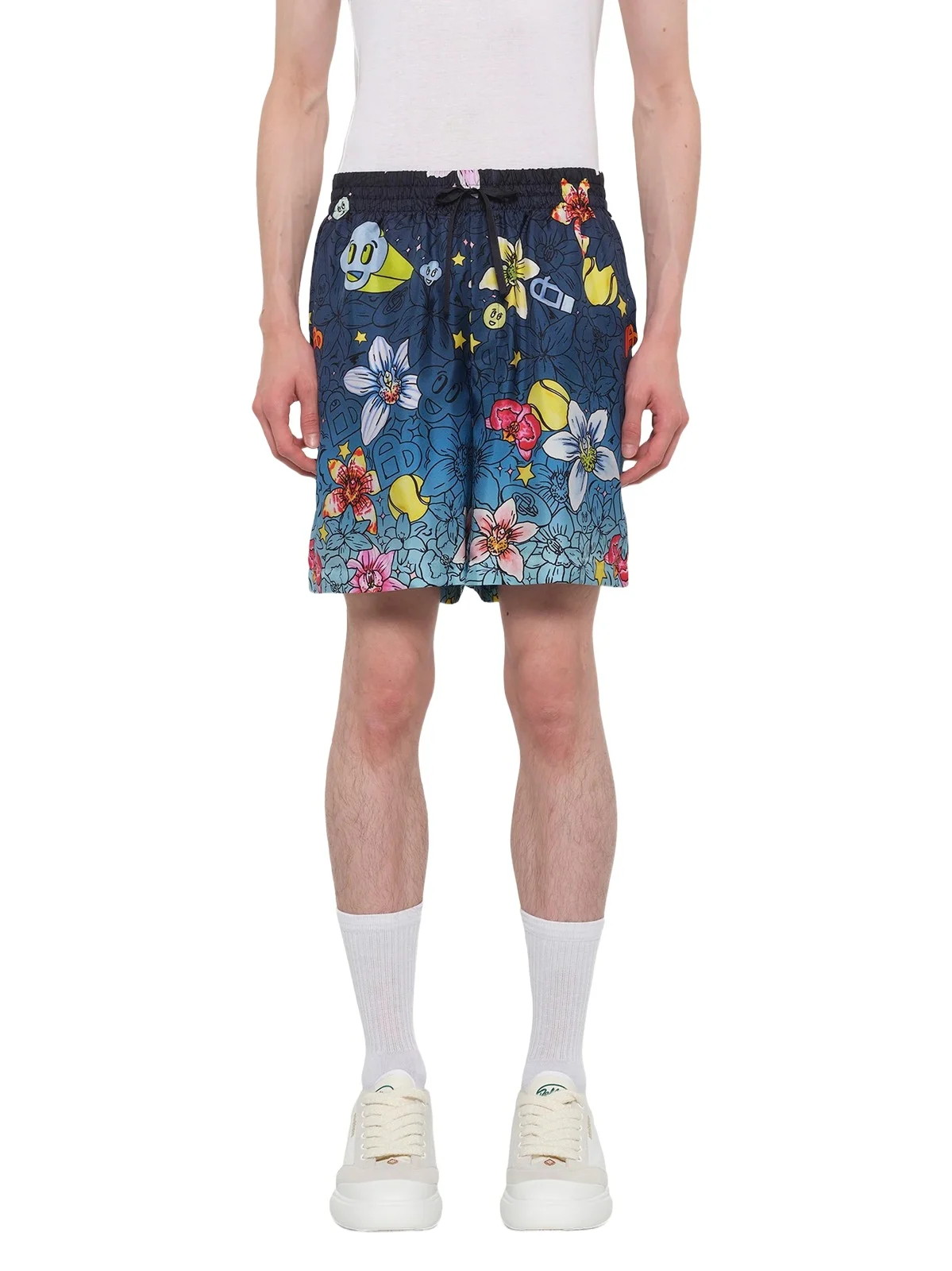Casablanca Collage D'Icones Silk Shorts in Multicolour