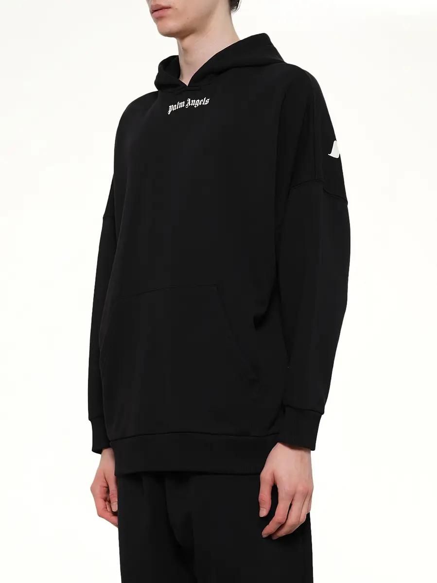 Palm Angels Classic Logo Over Hoodie in Black/off White | Thumbnail 3