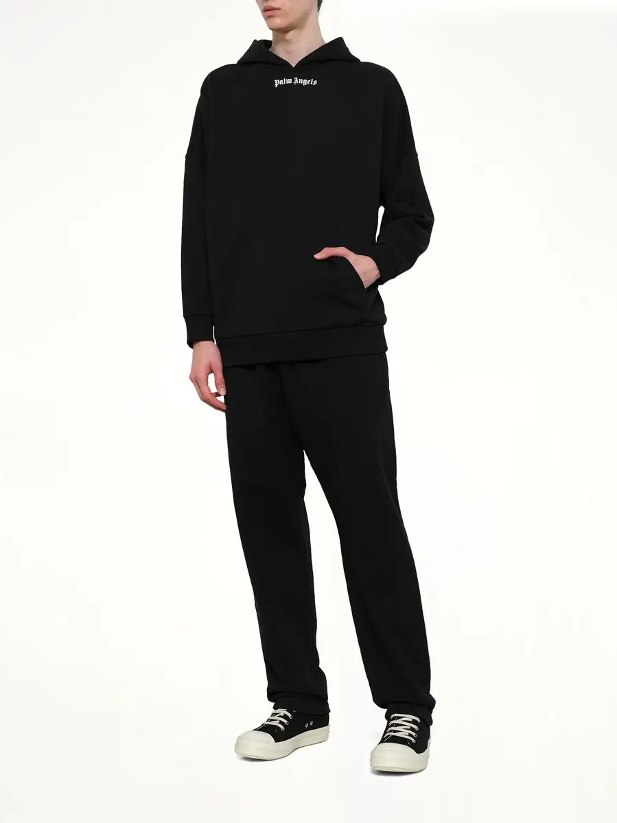 Palm Angels Classic Logo Over Hoodie in Black/off White | Thumbnail 4