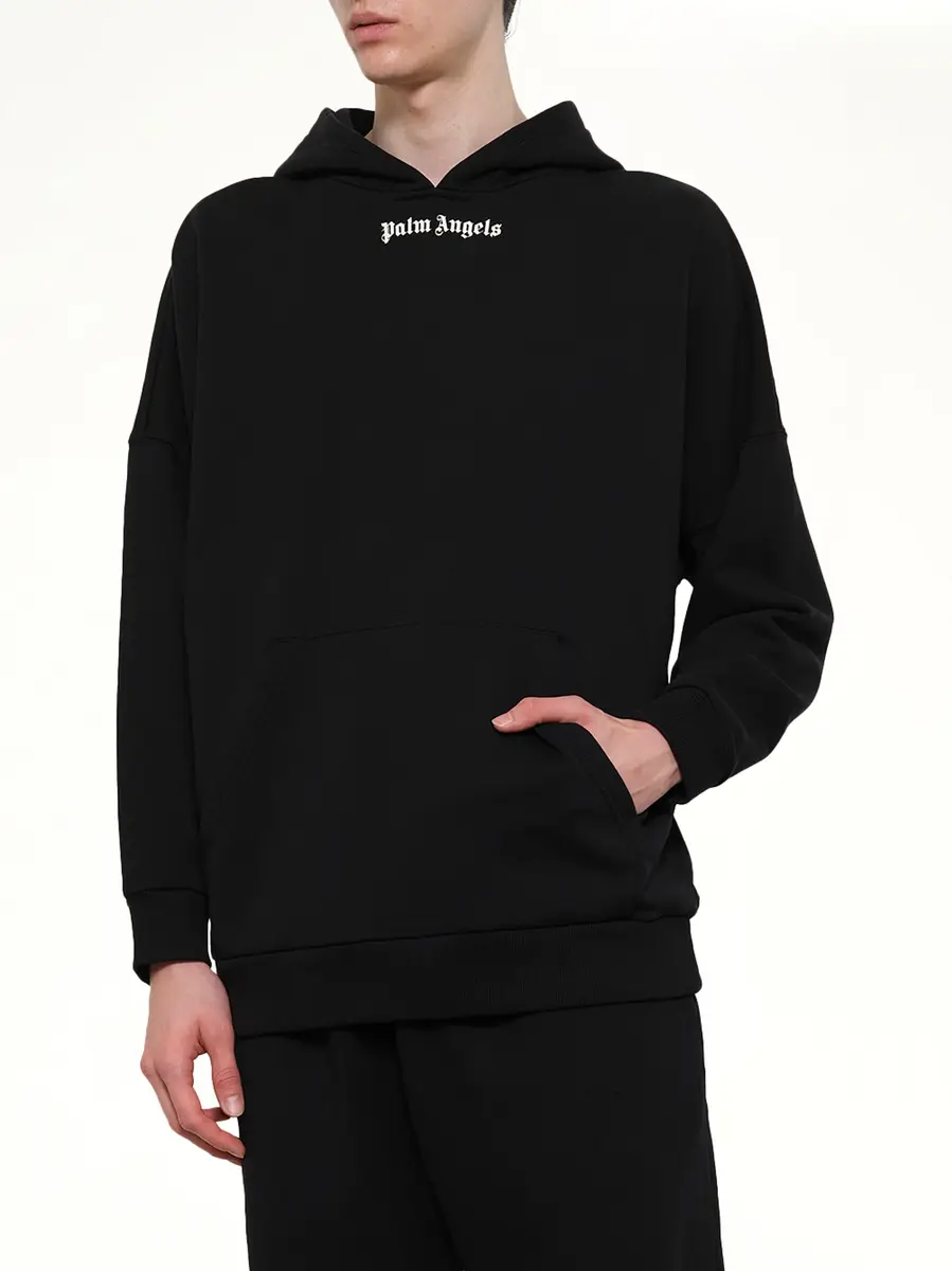 Palm Angels Classic Logo Over Hoodie in Black/off White | Thumbnail 6