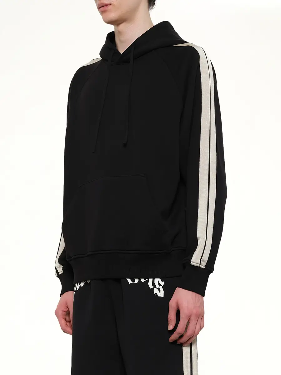 Palm Angels Back Curved Logo Track Hoodie in Black/off White | Thumbnail 3