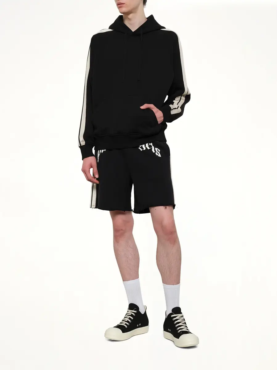 Palm Angels Back Curved Logo Track Hoodie in Black/off White | Thumbnail 4