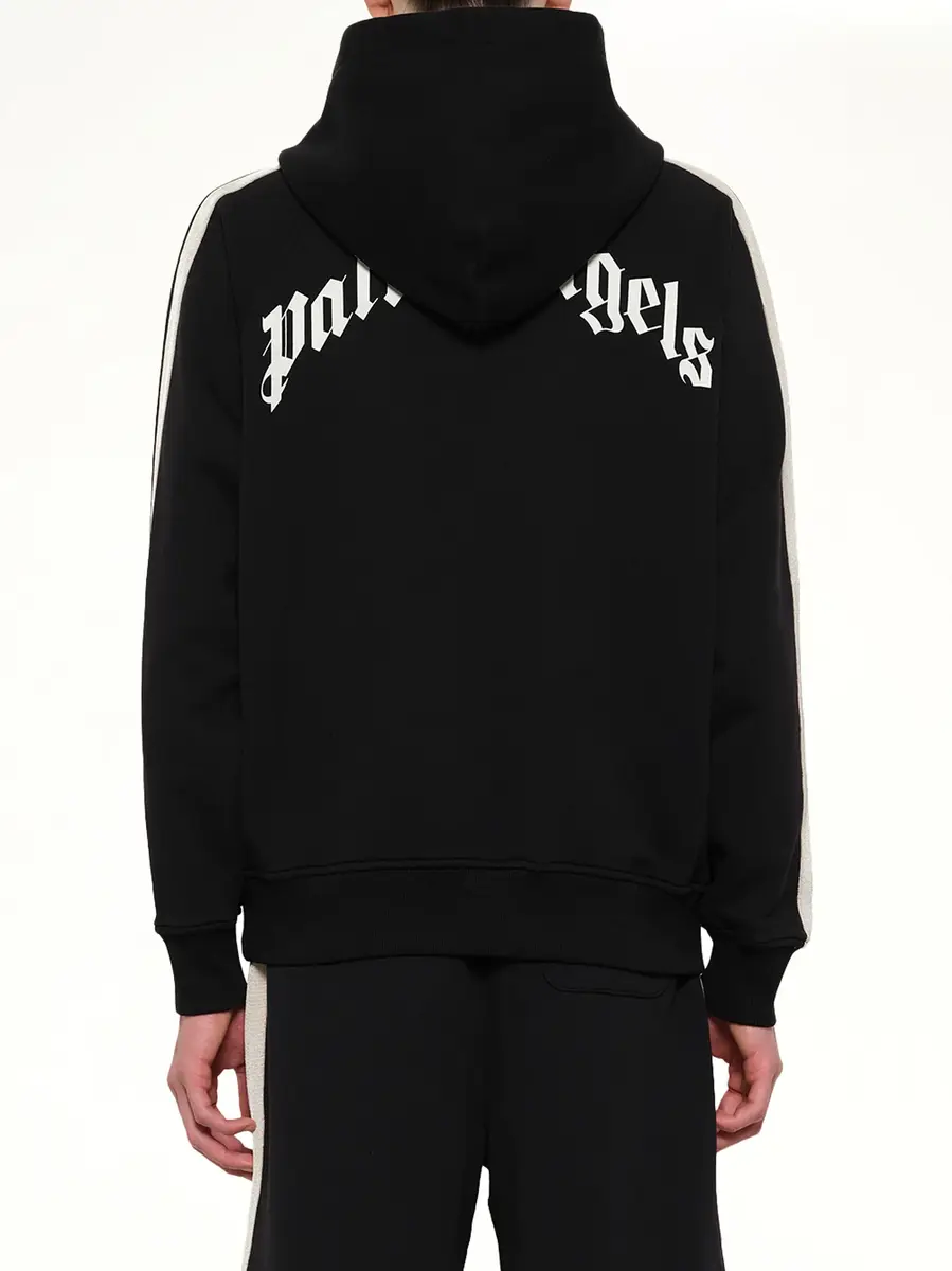 Palm Angels Back Curved Logo Track Hoodie in Black/off White | Thumbnail 5