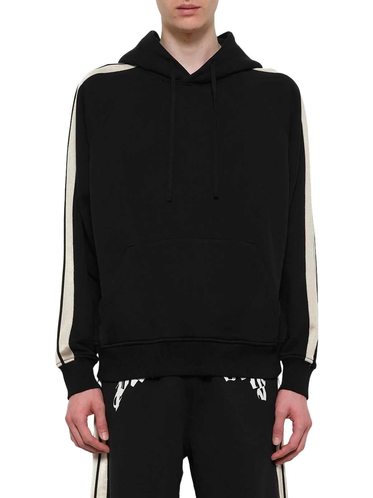 Back Curved Logo Track Hoodie in Black/off White