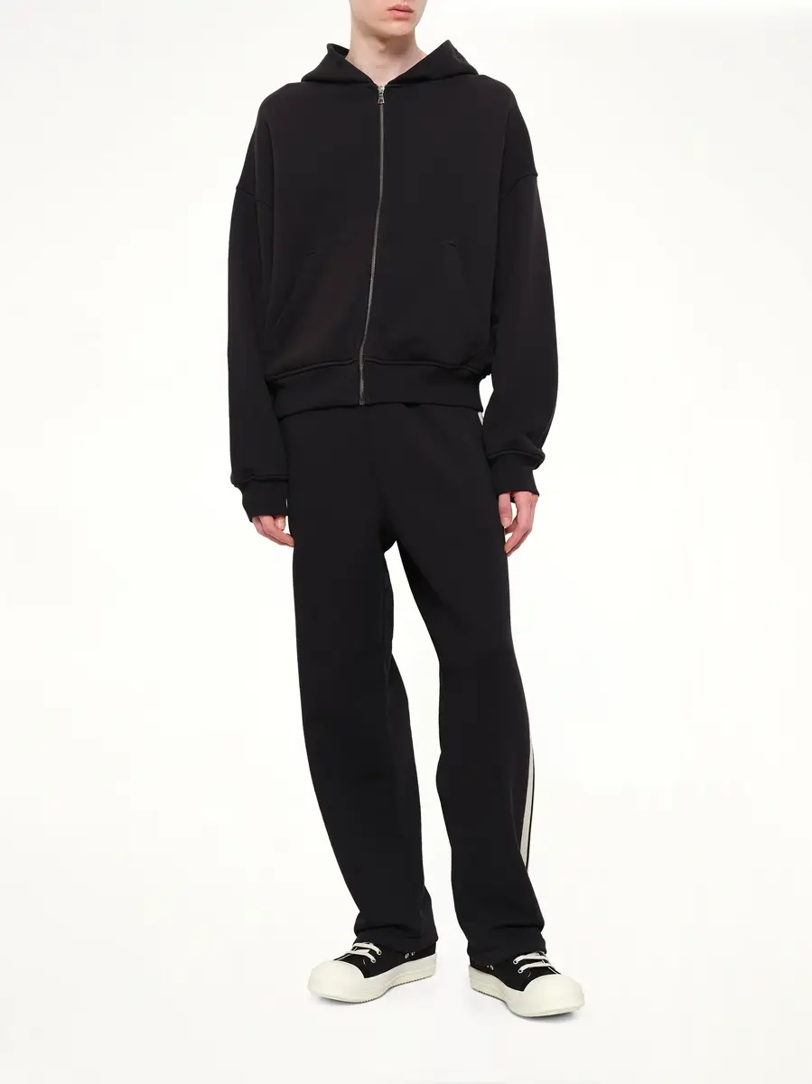 Palm Angels Back Curved Logo Zip Hoodie in Black/off White | Thumbnail 4 Palm Angels Back Curved Logo Zip Hoodie in Black/off White | Thumbnail 4
