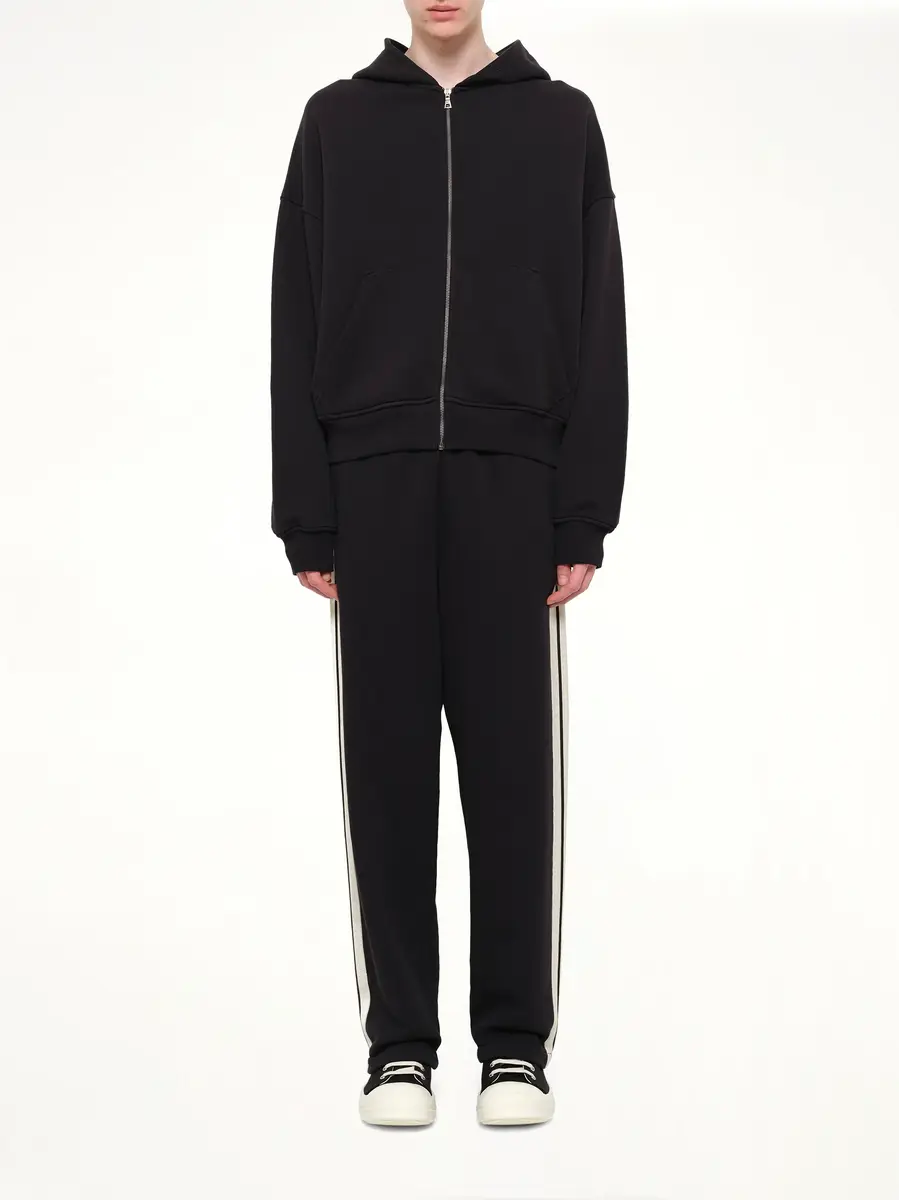 Palm Angels Back Curved Logo Zip Hoodie in Black/off White | Thumbnail 7 Palm Angels Back Curved Logo Zip Hoodie in Black/off White | Thumbnail 7