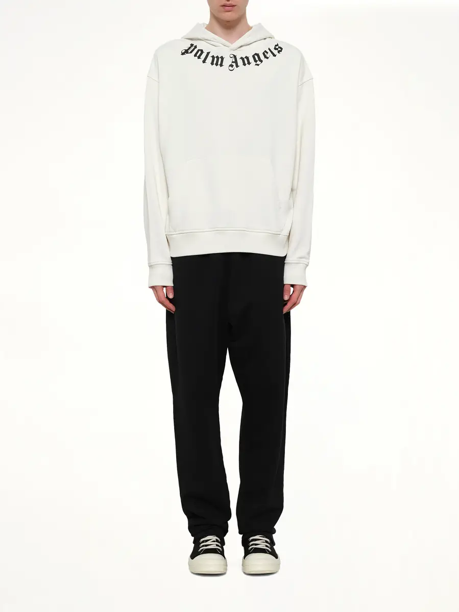 Palm Angels Neck Logo Regular Hoodie in Off White/black | Thumbnail 7 Palm Angels Neck Logo Regular Hoodie in Off White/black | Thumbnail 7