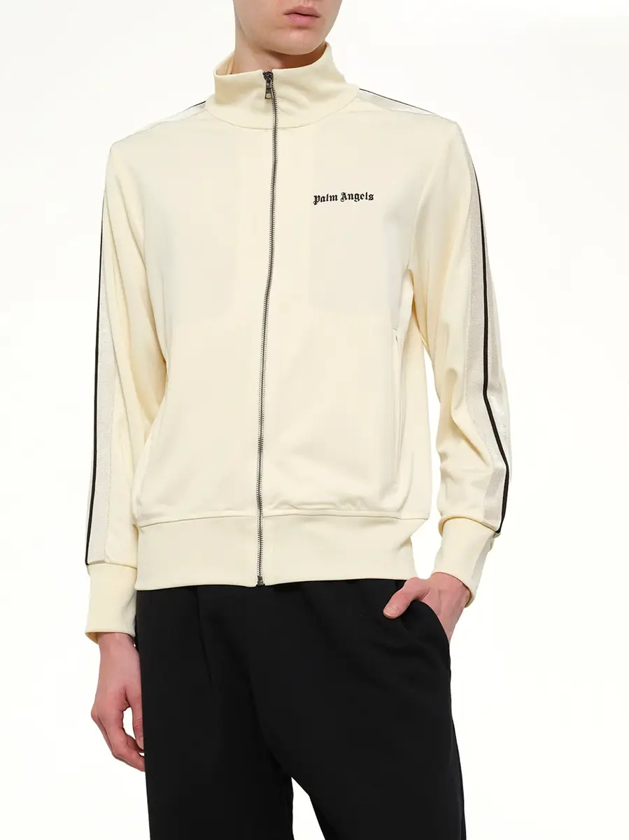Palm Angels Classic Logo Track Top in Ivory/black | Thumbnail 6